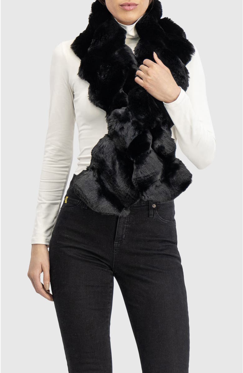 Lyla Grant Fur-Free Chinchilla (Faux Fur) Pull-Through Scarf, Main, color, Black Chinch