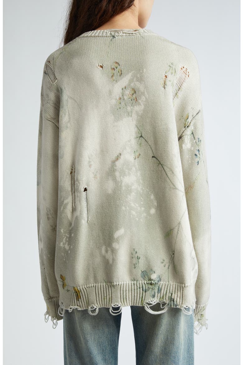 Floral Distressed Cotton Sweater, Alternate, color, CREAM BLEACHED FLORAL