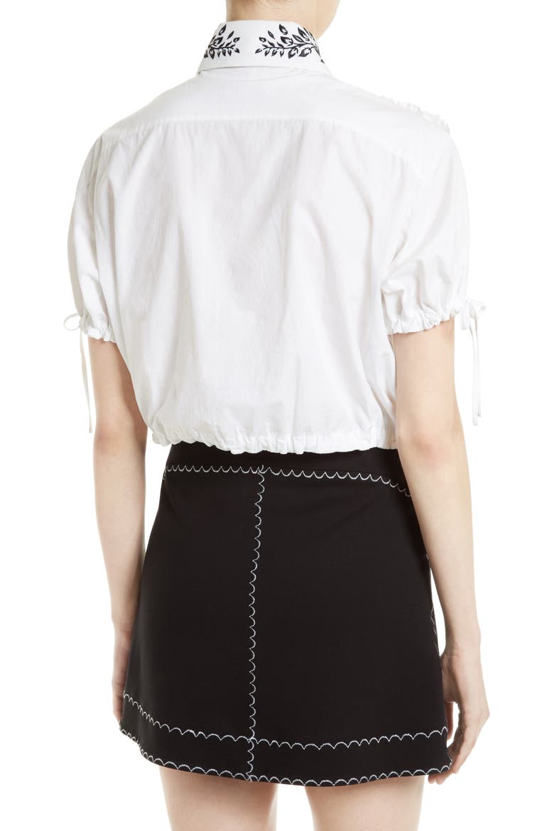 Alexander McQueen Drawstring Crop Top, Alternate, color, WHITE