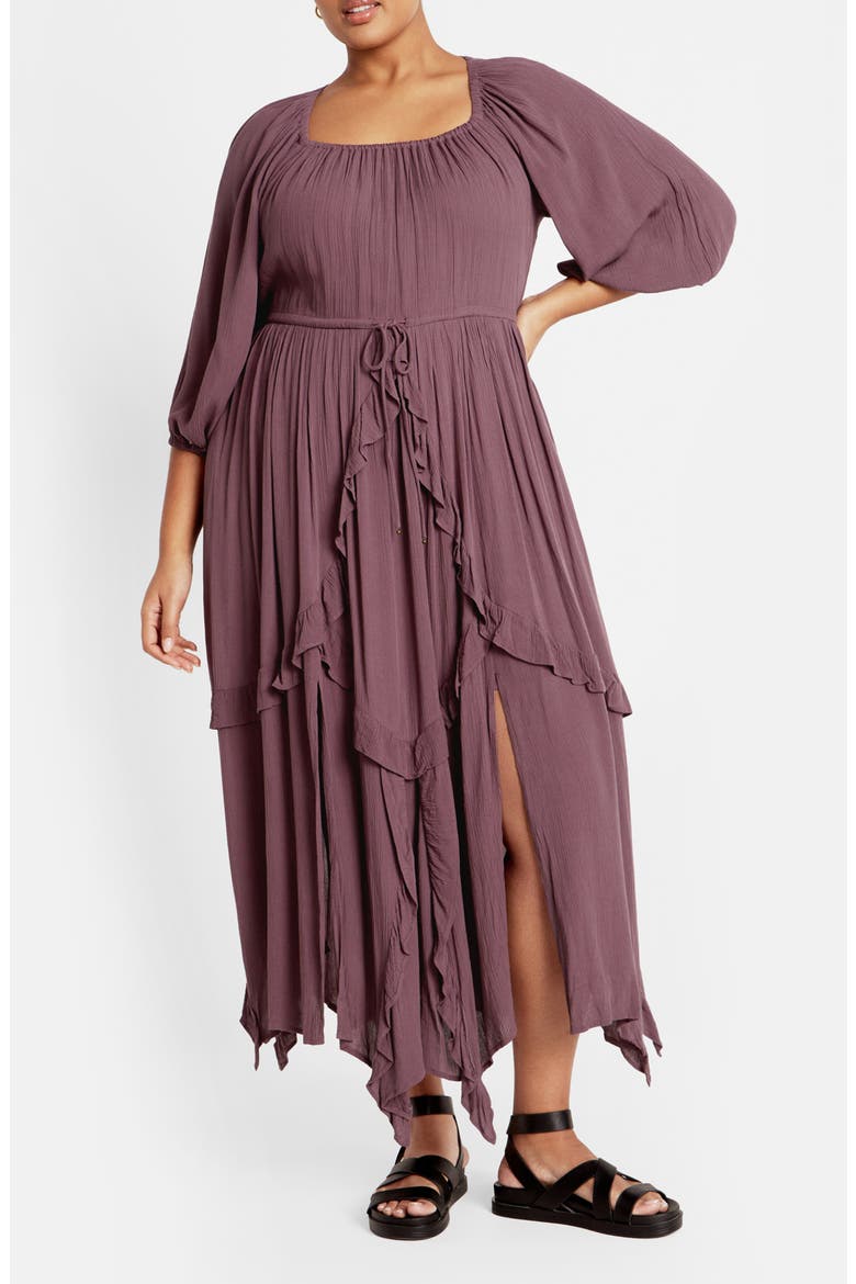 Zayne Handkerchief Hem Dress, Main, color, DUSTY MAUVE