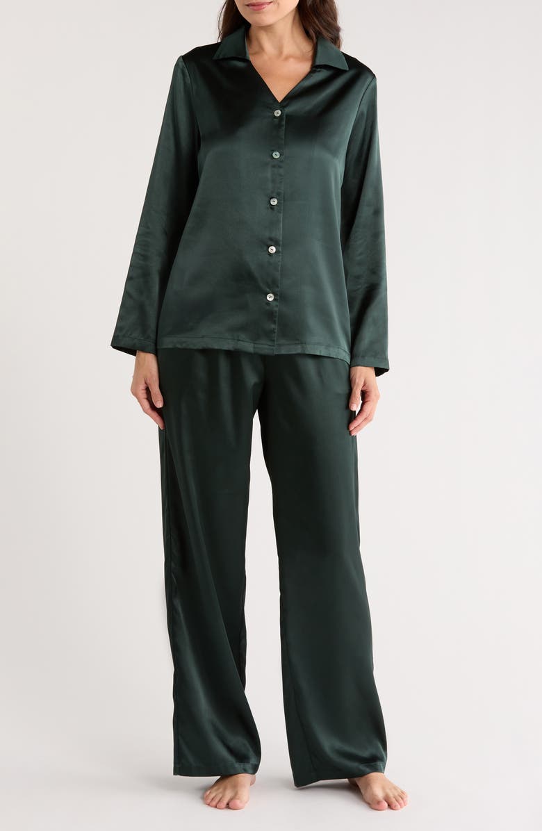 KILO BRAVA Satin Pajamas, Main, color, Forest Green