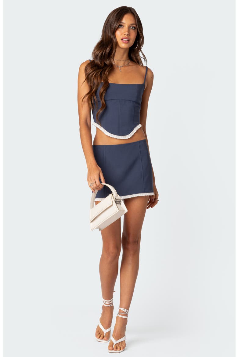Thora Lace-Up Back Corset Top, Alternate, color, NAVY