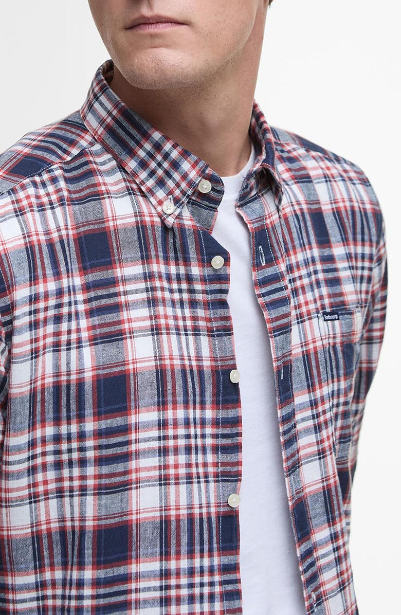 Barbour Bridgeport Tailored Fit Plaid Linen & Cotton Button-Down Shirt, Alternate, color, 