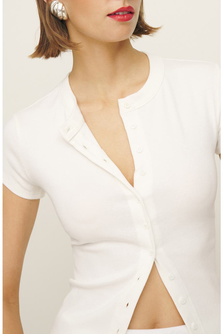 Raelynn Button Front Organic Cotton Knit Top, Alternate, color, BLEACH