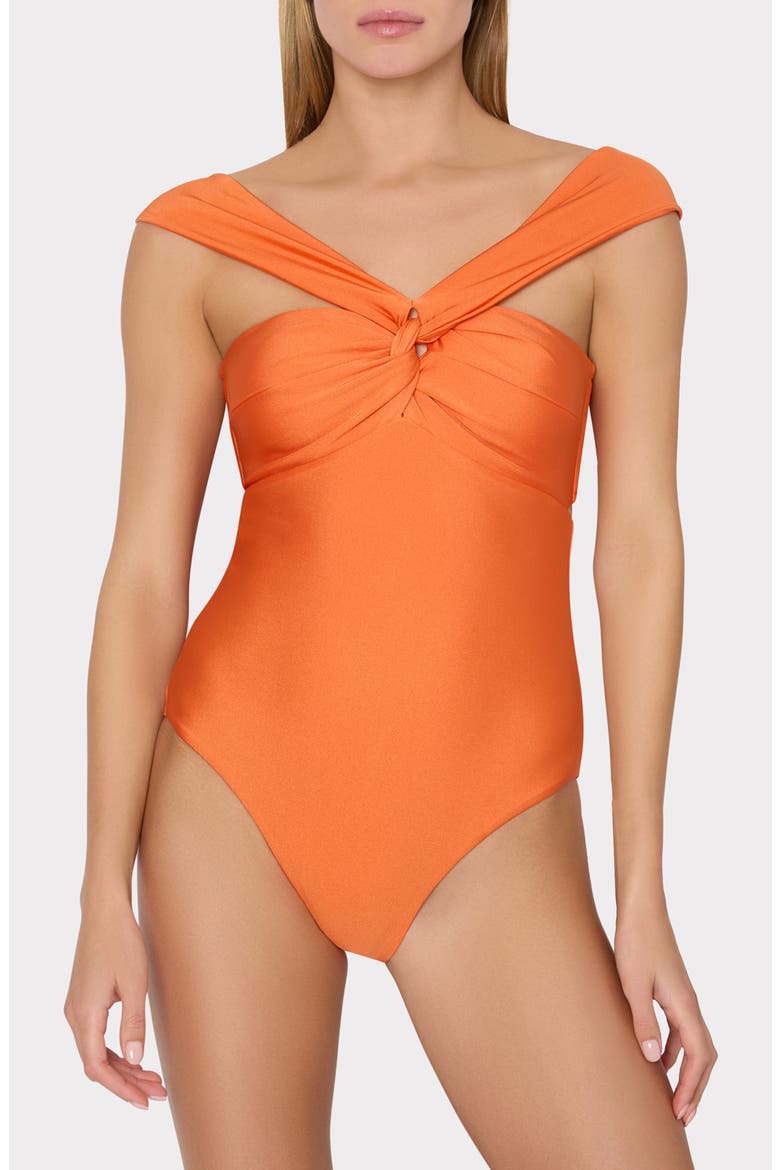 Betsy Gloss Bandeau One-Piece Swimsuit, Alternate, color, ORANGE