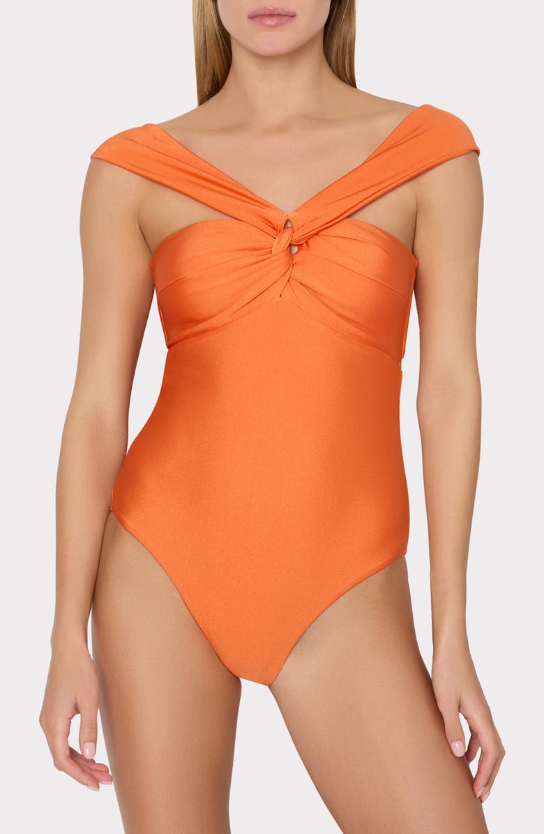 Milly Betsy Gloss Bandeau One-Piece Swimsuit, Alternate, color,