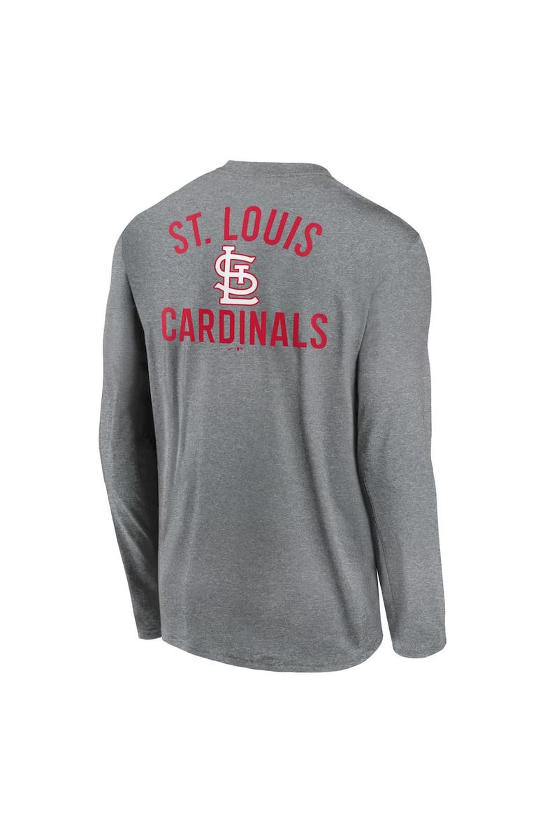 Nike Men's Nike Heather Charcoal St. Louis Cardinals 2-Hit Legend Performance Long Sleeve T-Shirt, Alternate, color, Heather Charcoal