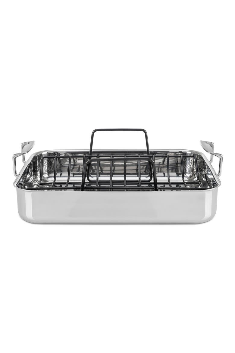 3-Ply Roasting Pan with Nonstick Rack, Alternate, color, STAINLESS STEEL