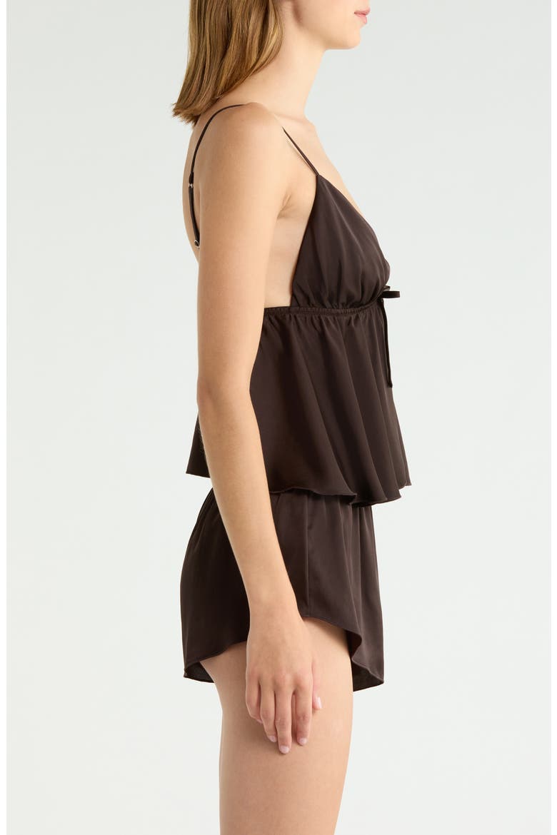 Satin Two-Piece Camisole and Shorts Sleep Set, Alternate, color, BROWN MOLE