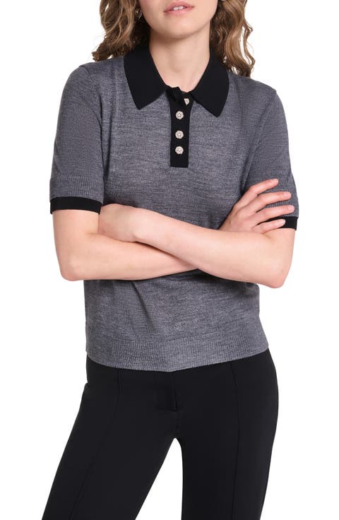 Johnny Collar Short Sleeve Sweater
