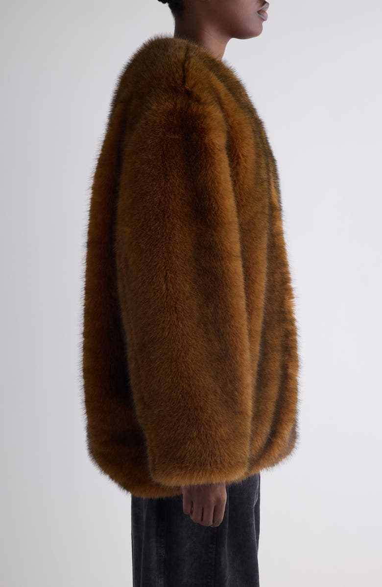 Isabel Marant Aglae Boxy Faux Fur Coat, Alternate, color, Ochre