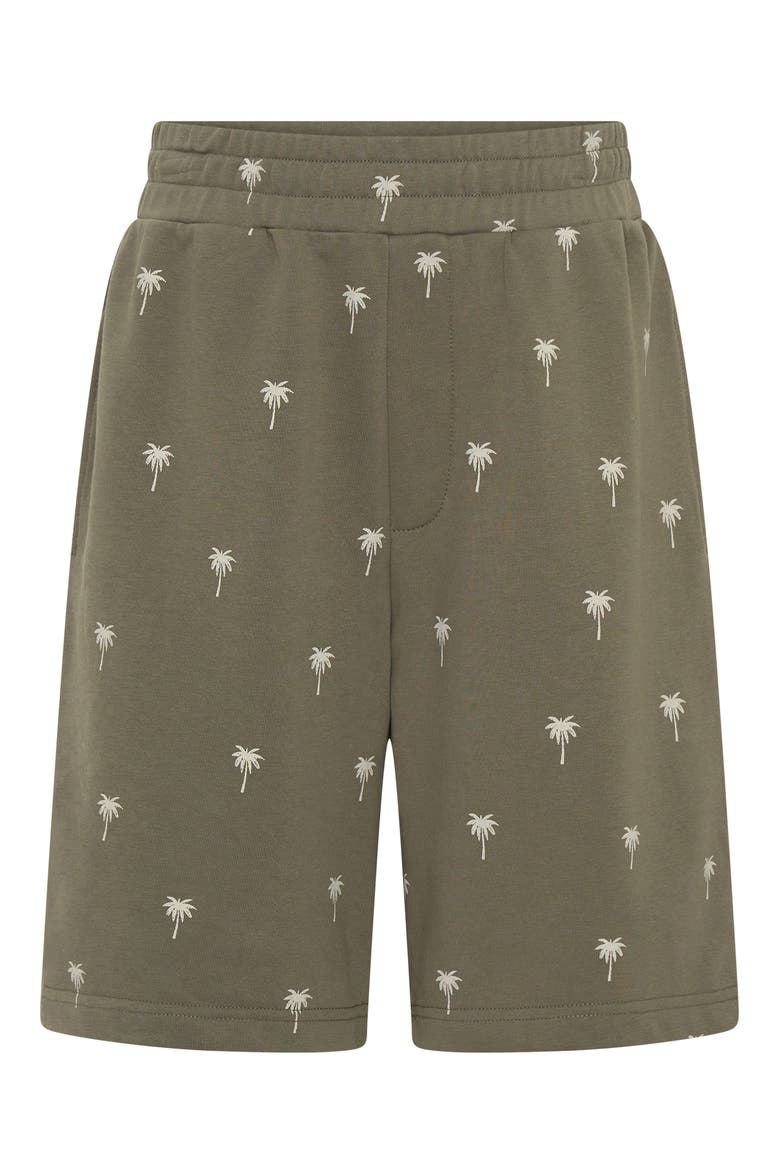 Kids' Palm Tree Print Shorts, Main, color, OLIVE