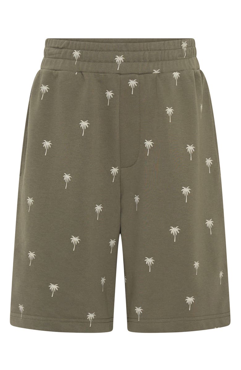 TINY TRIBE Kids' Palm Tree Print Shorts, Main, color, Olive