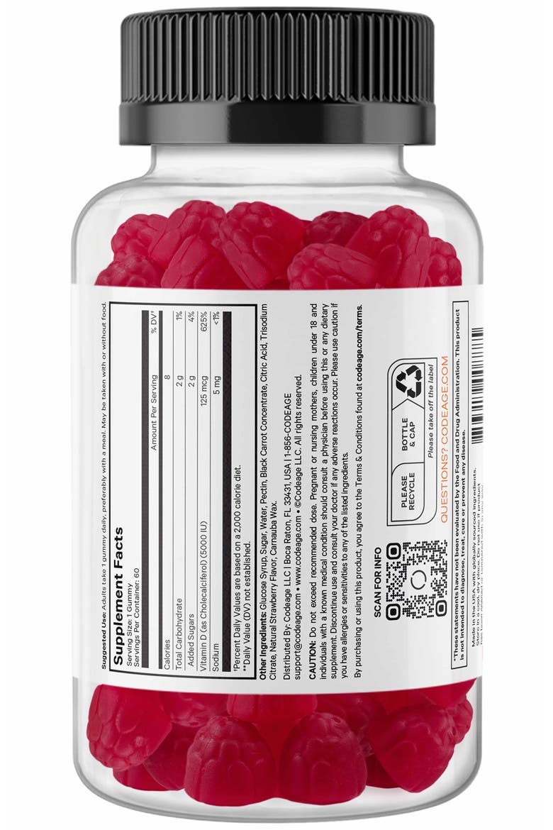 Vitamin D3 Gummies - Vitamin D 5000 IU Supplement, Alternate, color, White