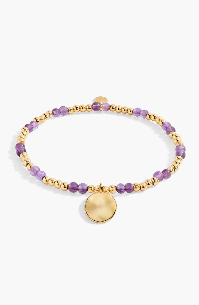 A Littles & Co Birthstone A Little February Bracelet in Gold-Tone Plating, Main, color, Metallic Gold