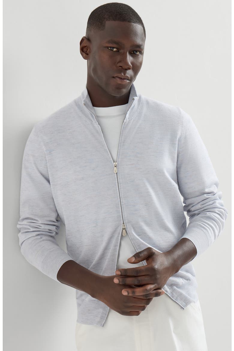 Cashmere and silk cardigan, Alternate, color, Pale Blue