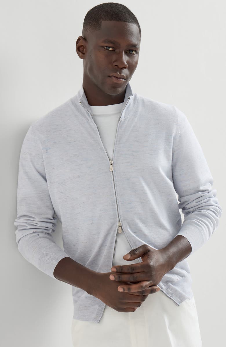 Brunello Cucinelli Cashmere and silk cardigan, Alternate, color, Pale Blue