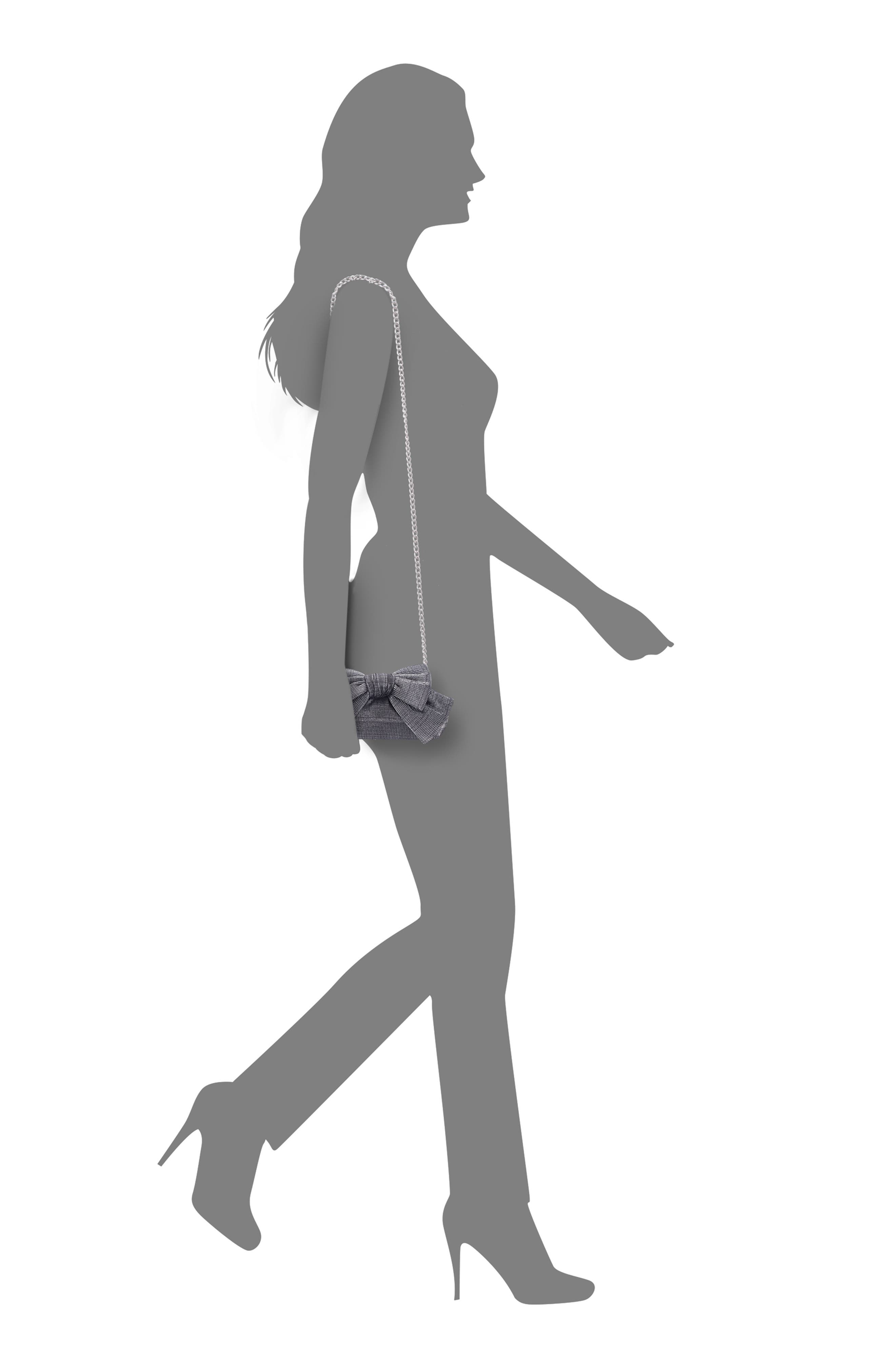 Nina Pleated Bow Clutch, Alternate, color, Gunmetal