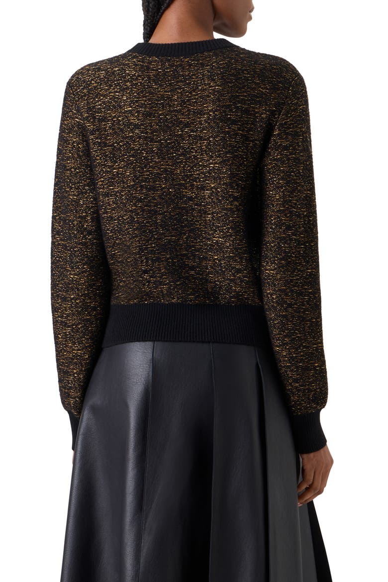 Metallic Cashmere Blend Sweater, Alternate, color, BLACK-GOLD