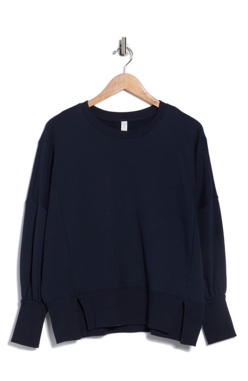 Z By Zella Wind Down Terry Volume Crewneck Sweatshirt In Blue