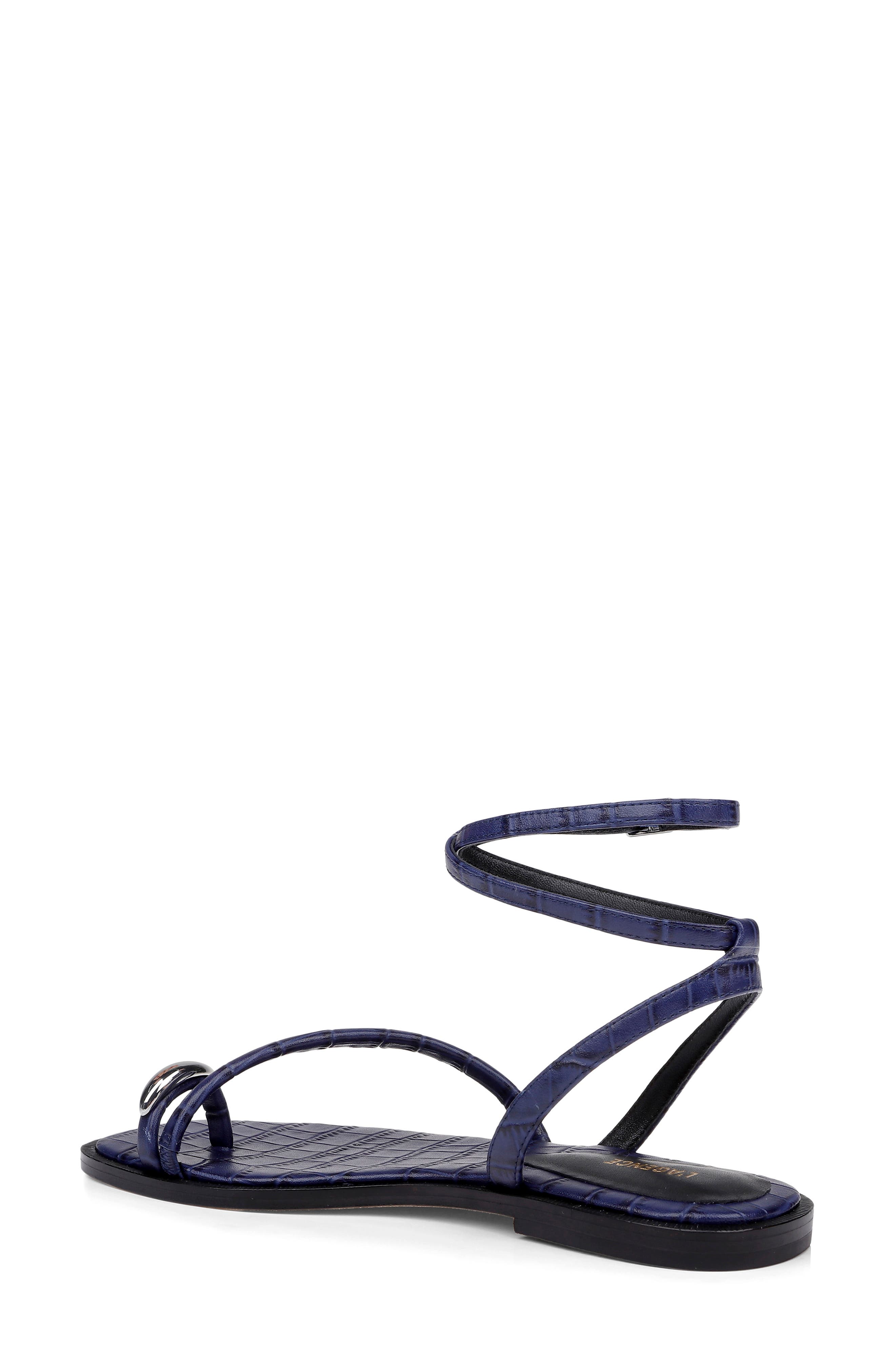 L
AGENCE Mariana Ankle Strap Sandal, Alternate, color, Midnight Croco Embossed