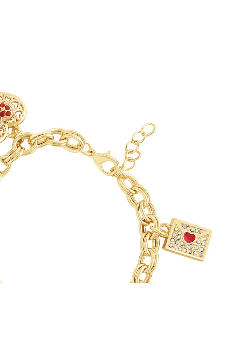 Crystal Charm Bracelet with Iconic Charms, Alternate, color, Gold