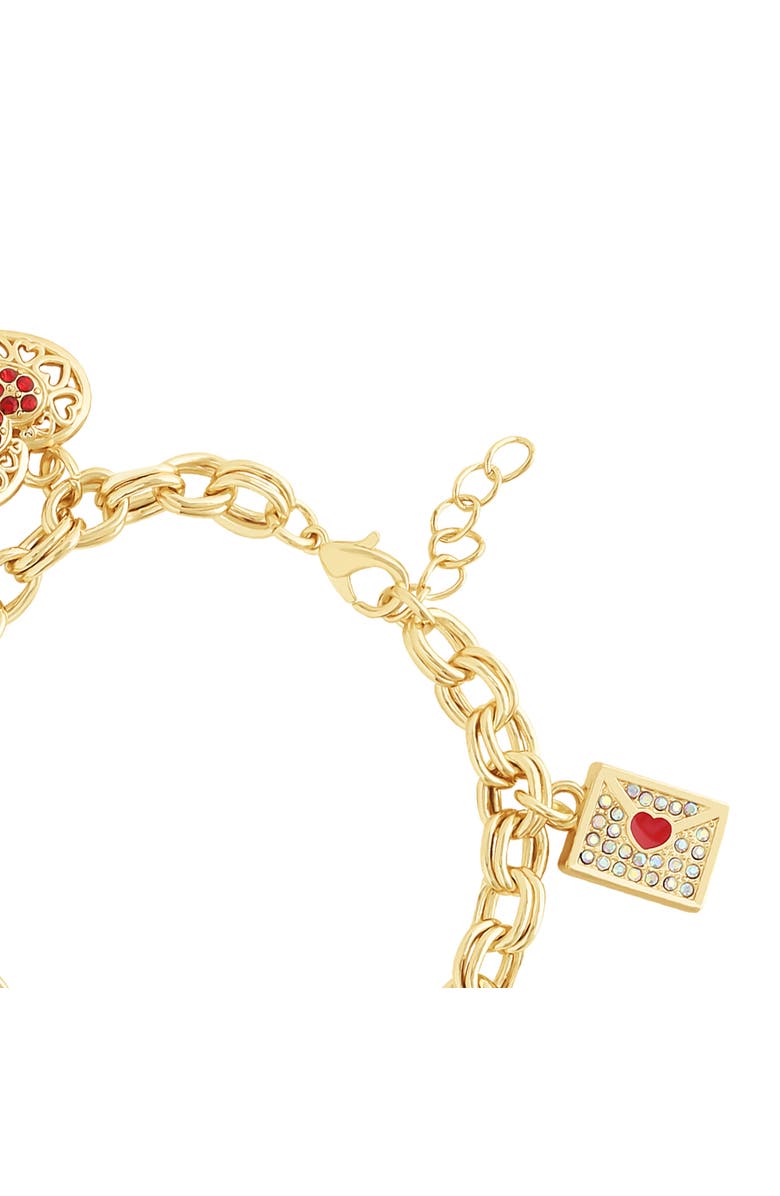 Hello Kitty Crystal Charm Bracelet with Iconic Charms, Alternate, color, Gold