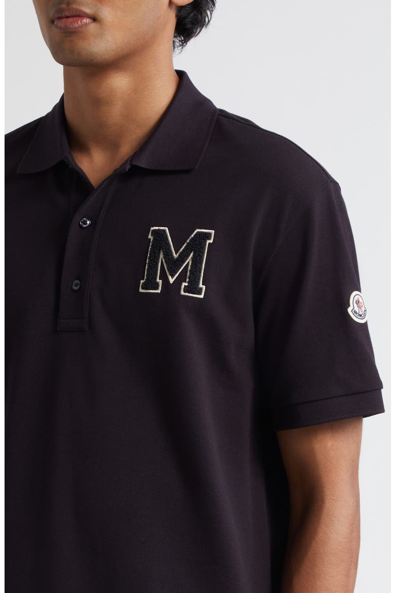 Varsity Monogram Cotton Piqué Polo, Alternate, color, NAVY BLUE