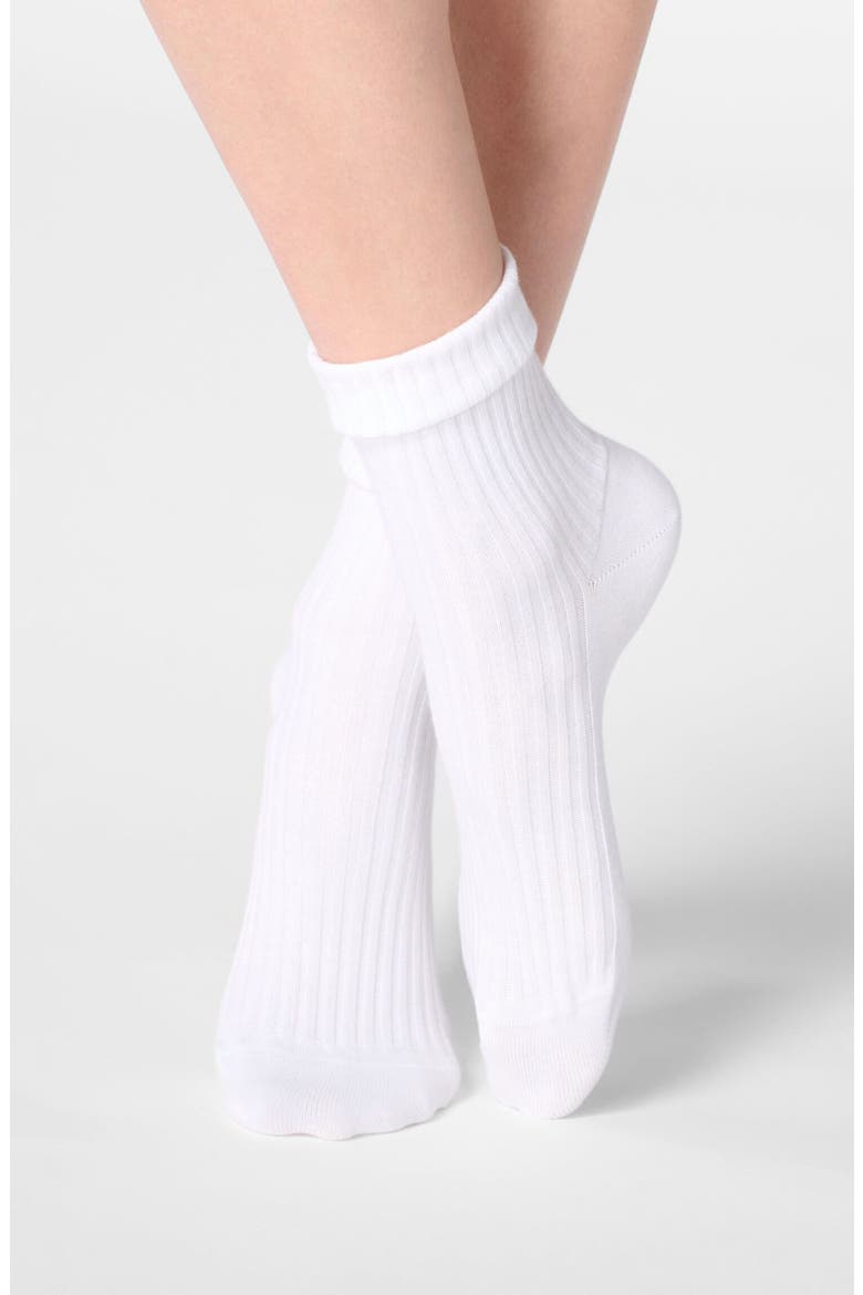 Cotton Blend Rib Crew Socks, Alternate, color, WHITE
