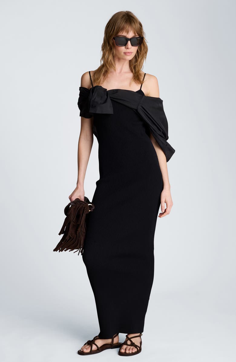 Kenneth Cole Ribbed Cami Sweater Dress, Alternate, color, Black