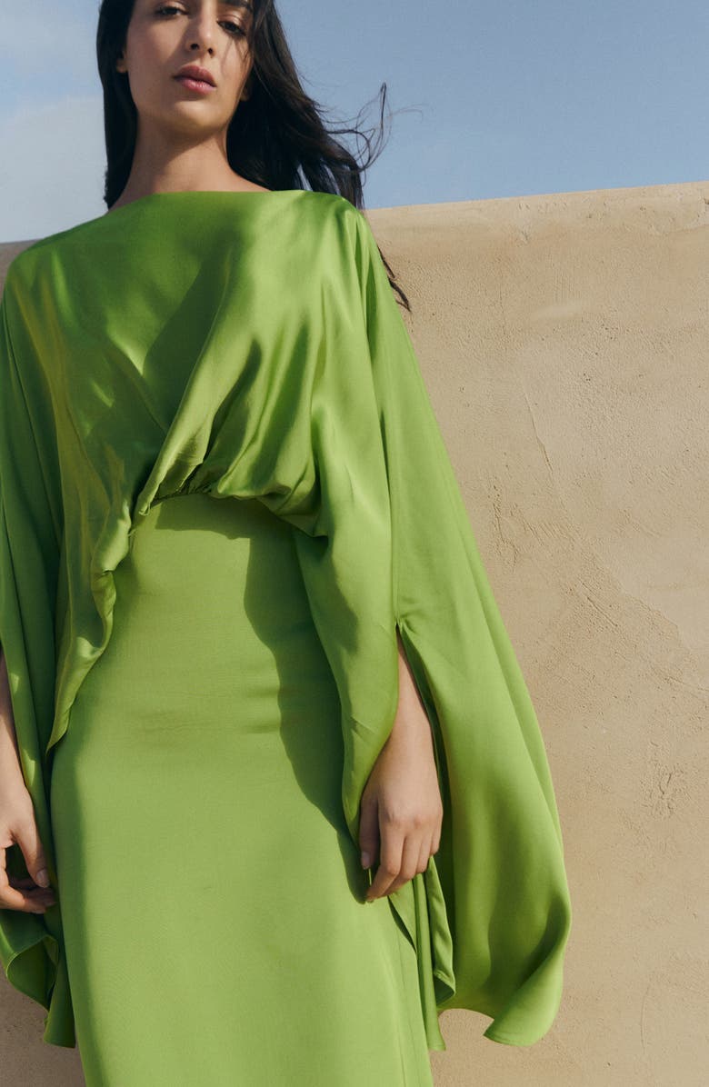 MANGO Long Sleeve Satin Dress, Alternate, color, 