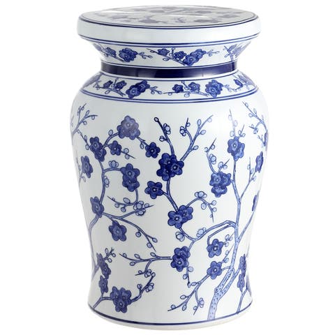 Cherry Blossom 17.75" Ceramic Garden Stool