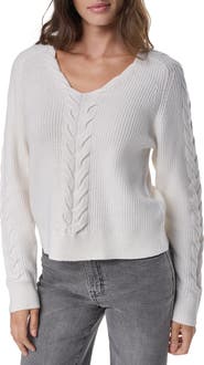 DKNY Cable Knit V-Neck Sweater