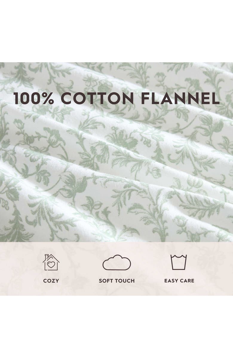 Laura Ashley Brinna Floral Cotton Flannel Sheet Set, Alternate, color, Light Green