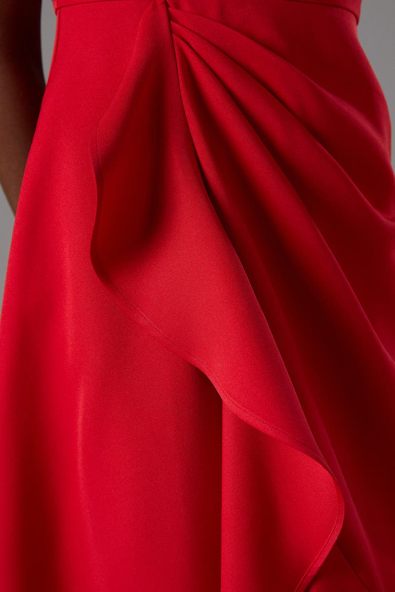 Waterfall Crepe Midi Dress, Alternate, color, Red
