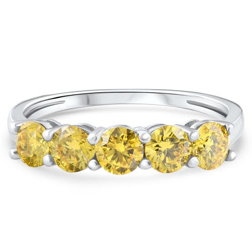 Bliss Diamond 1ct Fancy Diamond Five Stone Wedding Ring 14k Gold Lab Grown In 14k White Gold