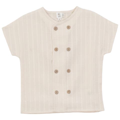 Textured Double Breasted Button Down Shirt (Toddler, Little Kid & Big Kid)