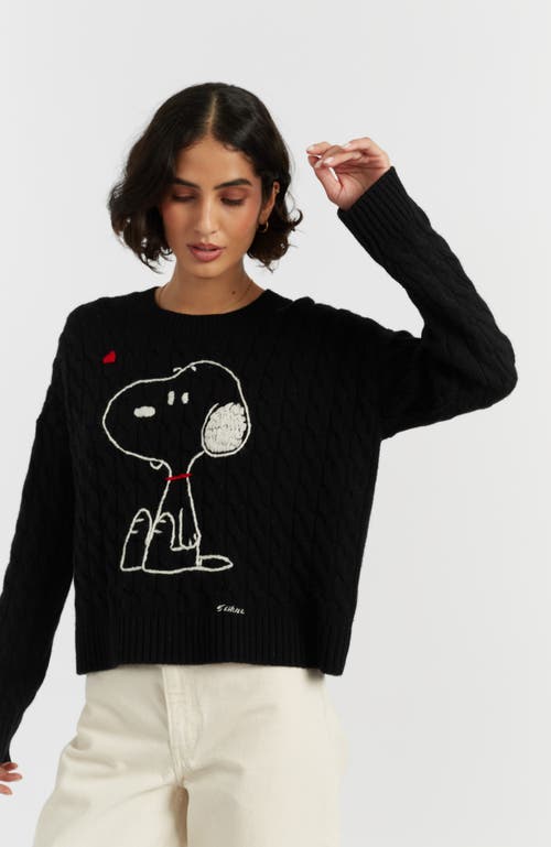 Chinti & Parker Wool Cashmere Snoopy Cable Sweater In Black
