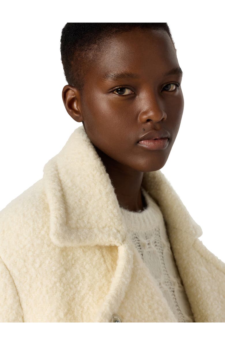 GERARD DAREL Maiwenn Bouclé Mid-Length Coat, Alternate, color, Ecru