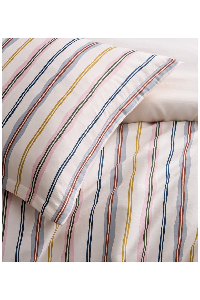 Scallop Stripe Duvet Cover & Pillow Shams Set, Alternate, color, IVORY MULTI