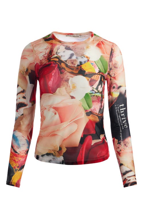 Alice And Olivia X Kelly Dabbah Delaina Mesh Long-sleeve Top In Thrive