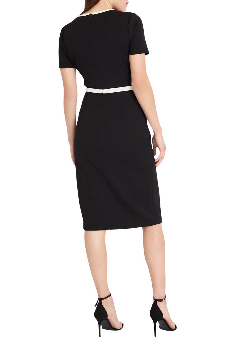 DONNA MORGAN FOR MAGGY Scuba Crepe Midi Dress, Alternate, color, Black/White
