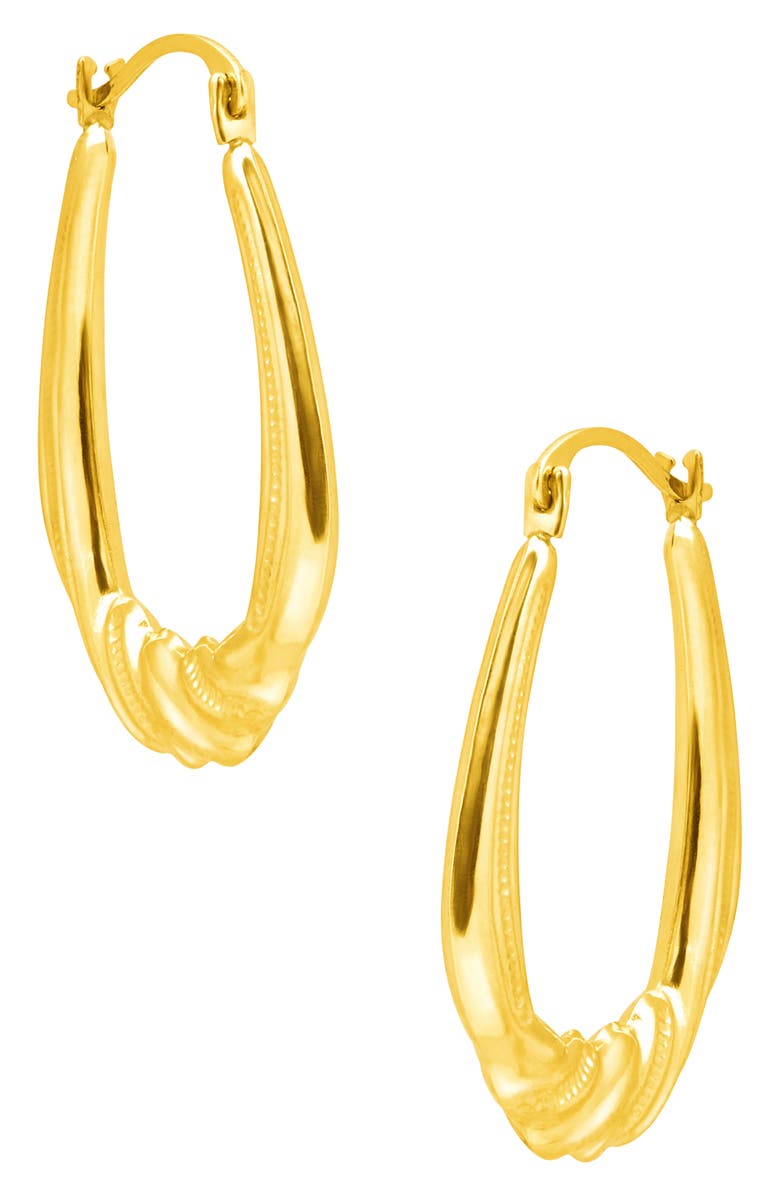 Frankie & Zoe Oval Scalloped Hoop Earrings, Alternate, color, Yellow Gold