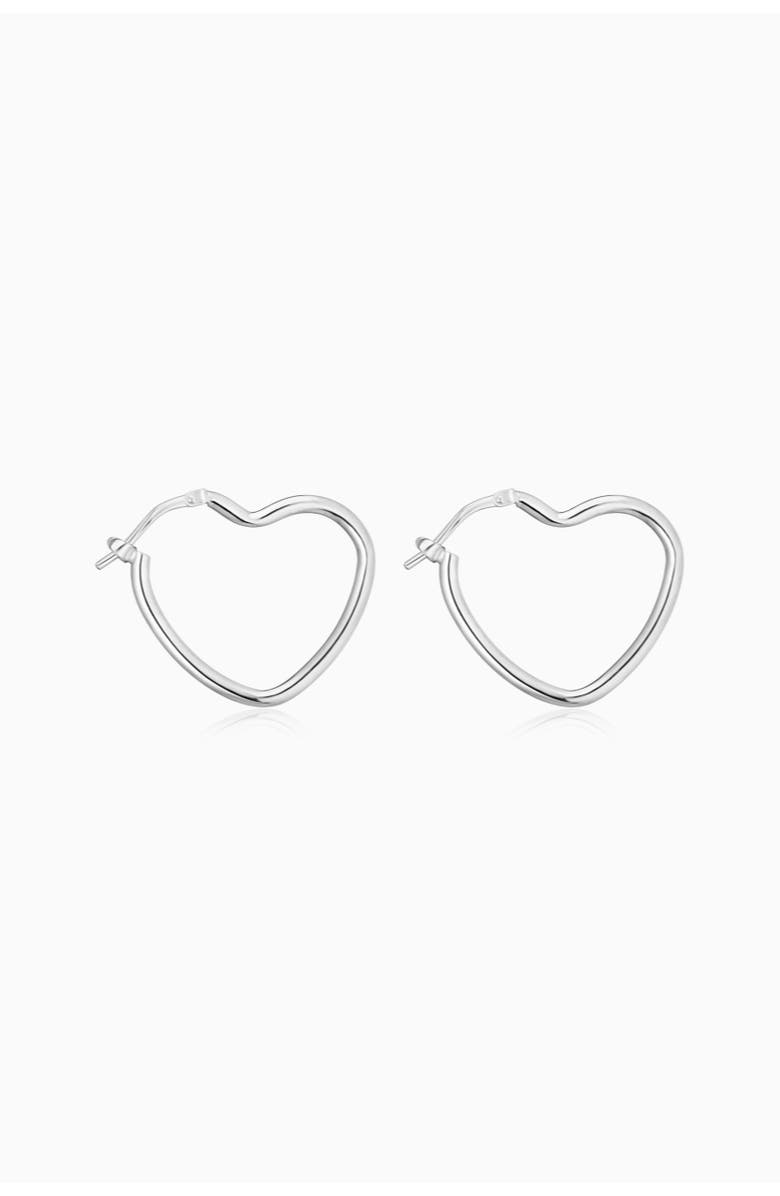 Oradina Sterling Silver Sweetheart Hoops, Alternate, color, Silver