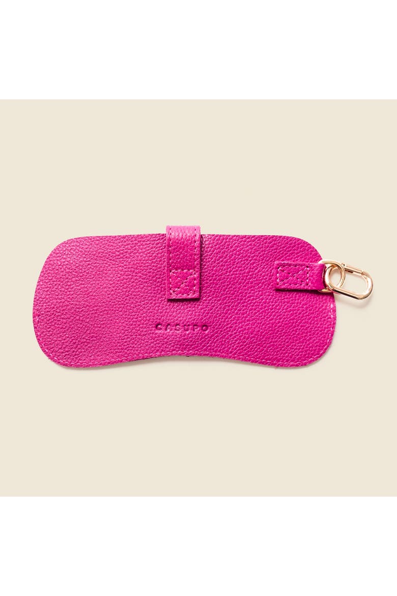 Leather Sunglasses Case with Key Ring, Alternate, color, Pink
