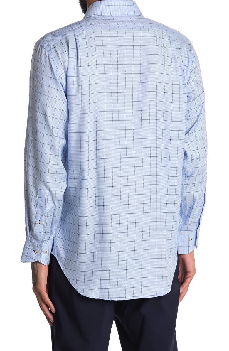 Lorenzo Uomo Oxford Windowpane Trim Fit Dress Shirt, Alternate, color, Light Blue