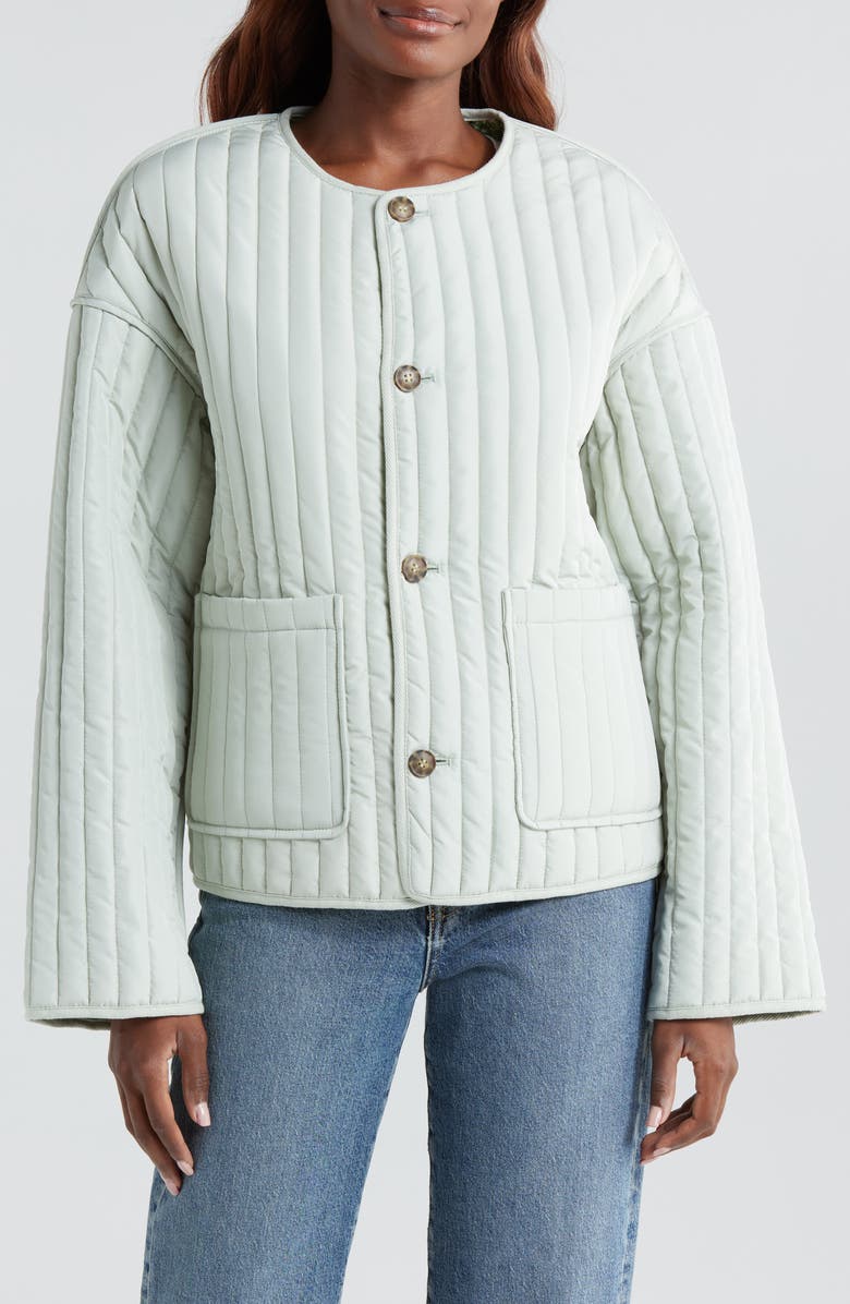 Lucky Brand Reversible Quilted Jacket, Alternate, color, Mint And Green Floral