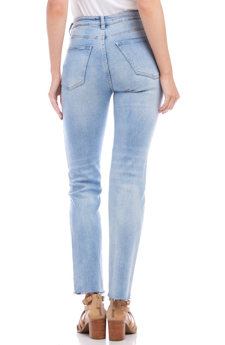 Karen Kane Raw Hem Straight Leg Jeans, Alternate, color, Light Blue