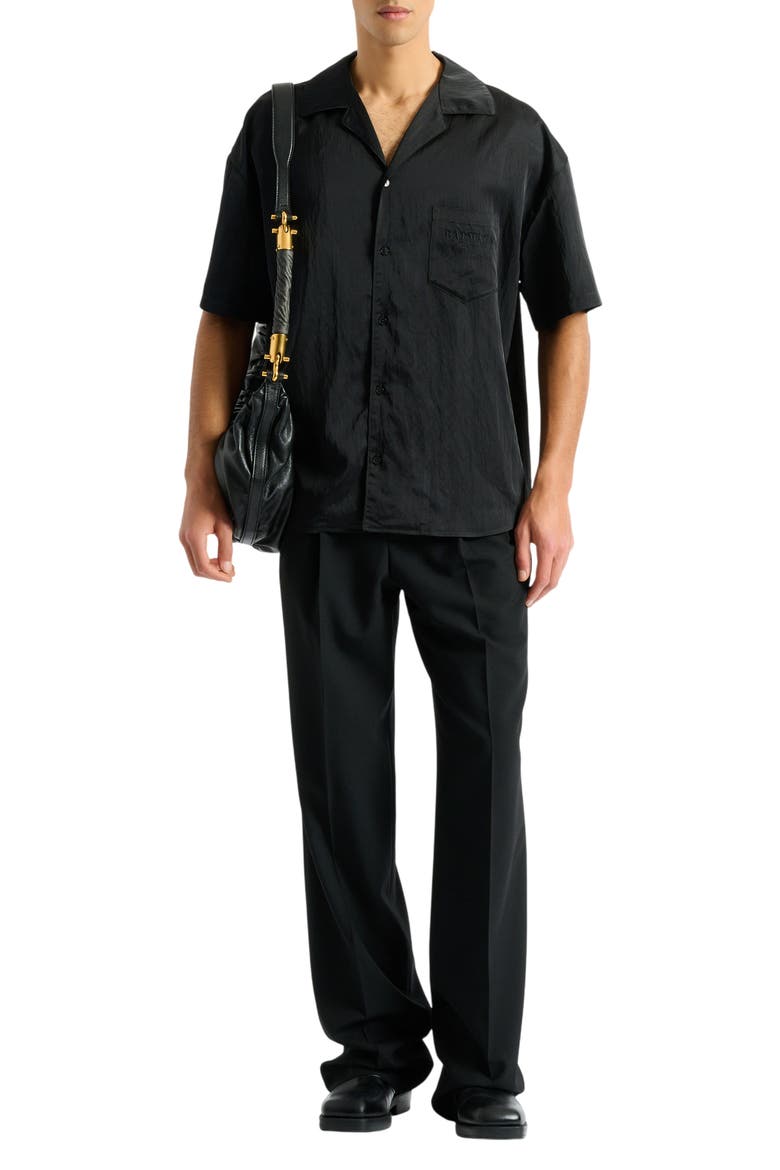 Paris shirt in textured nylon, Alternate, color, black