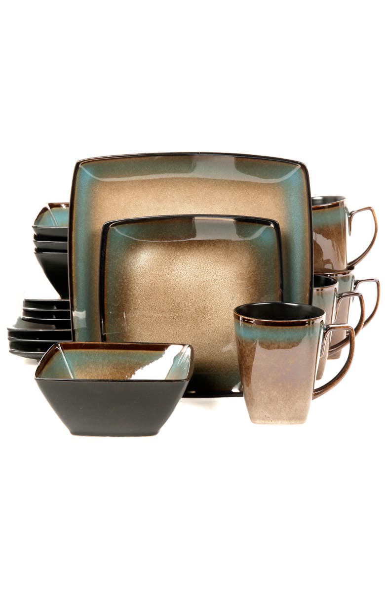 Gibson Elite Tequesta 16-Piece Square Dinnerware Set, Taupe, Main, color, Beige